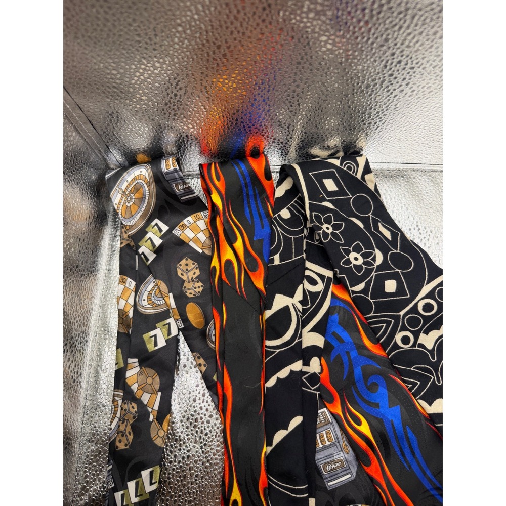 Vintage Tie Lot of 3 Steven Harris No Boundaries Gitano Casino Flames Y2K